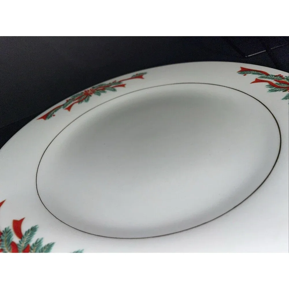 Tienshan - Poinsettia & Ribbons Christmas 10” Dinner Plate